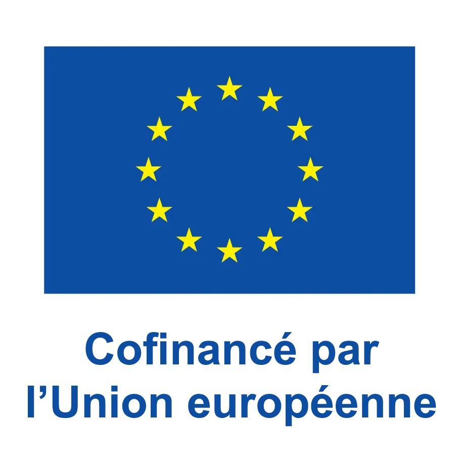 Logo de l’Union européenne avec la mention “Cofinancé par l’Union européenne”.